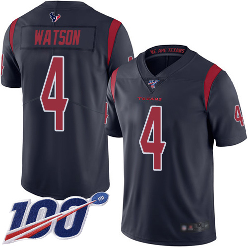 Houston Texans Limited Navy Blue Men Deshaun Watson Jersey NFL Football #4 100th Season Rush Vapor Untouchable